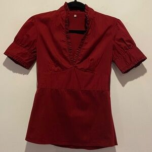 Crimson Red Women's Short Sleeve Blouse